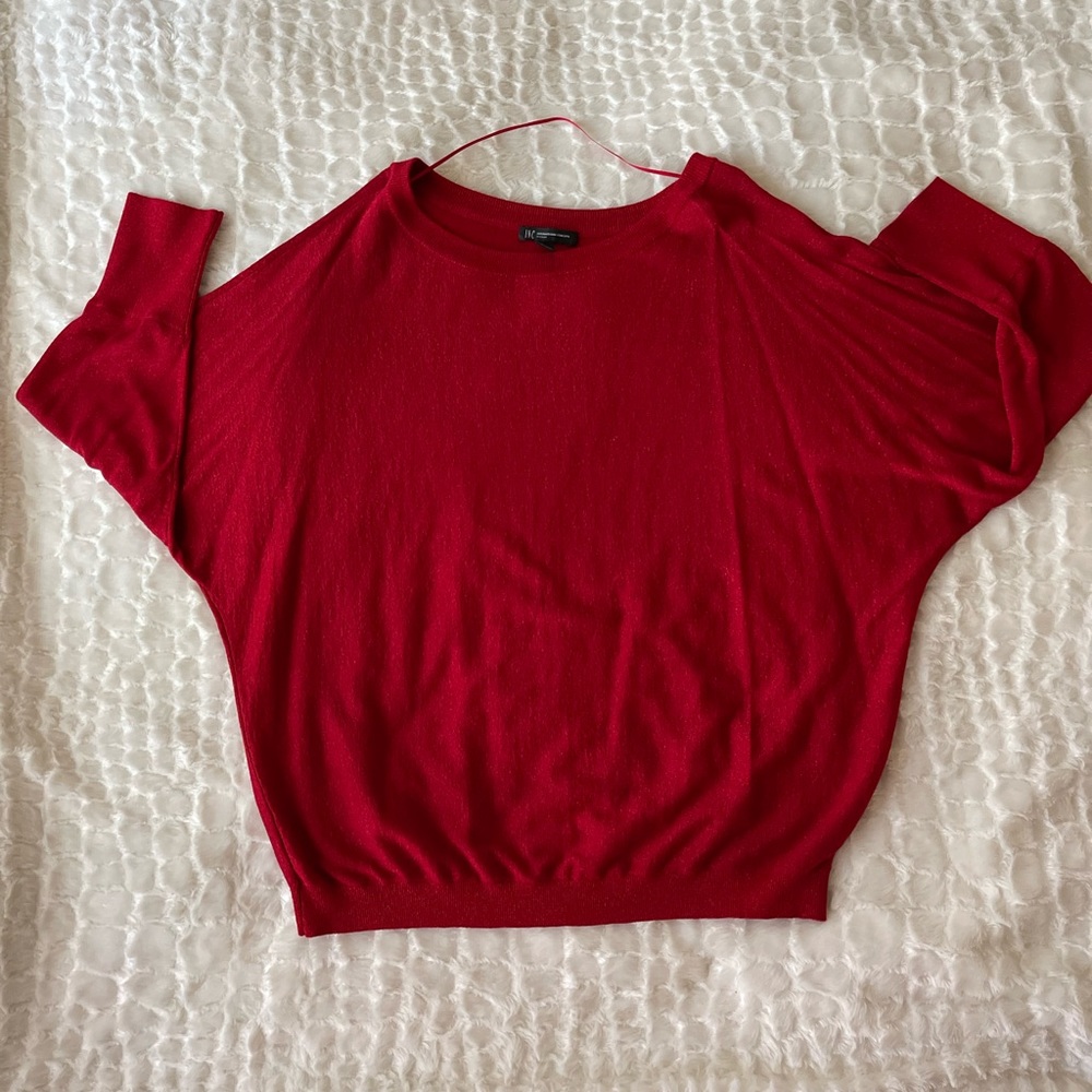 I.N.C International Concepts plus size cherry red shimmering sweater. Size (2X).